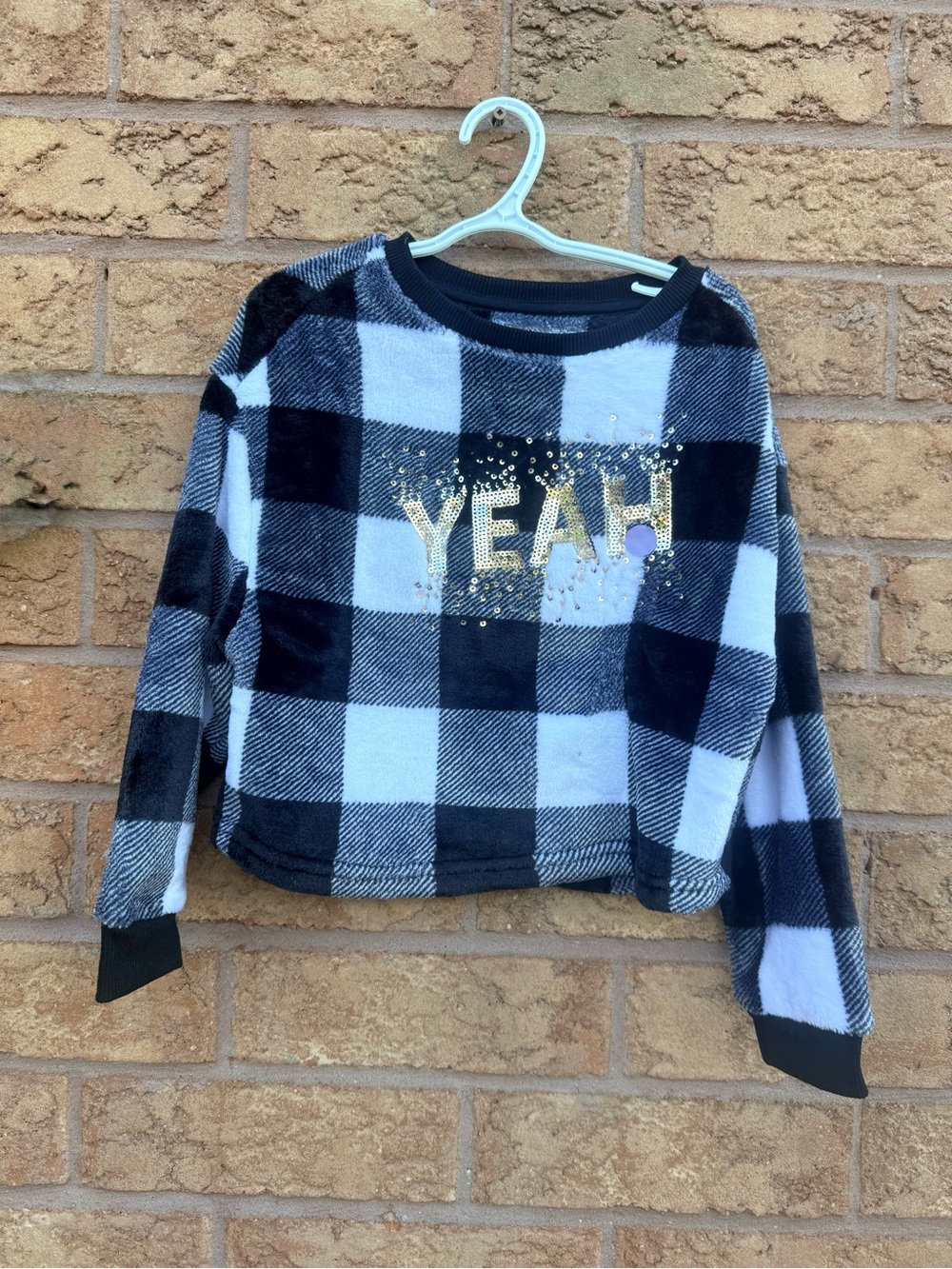 🌿4/$25 • George Sequin YEAH Plush Fleece Sweatshirt